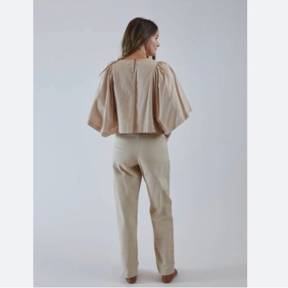 ILANA KOHN Beige High Waisted HUXIE PANTS in TOAST - Picture 2 of 9